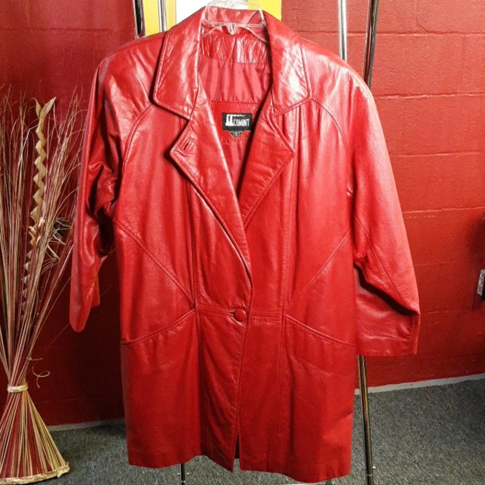 Comint Red Leather Jacket - Picture 1 of 10